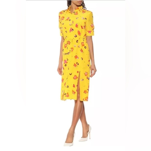 Altuzarra Vittoria Dress  Floral Button Down Drawstring Waist Short Sleeve US 10 - Picture 1 of 9